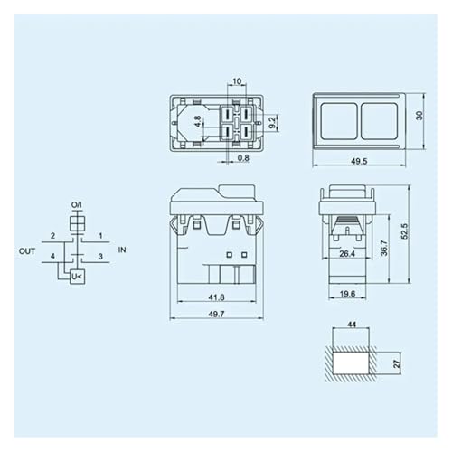 Interrupteur électromagnétique DZ04 4 broches bouton-poussoir 250VAC 8A