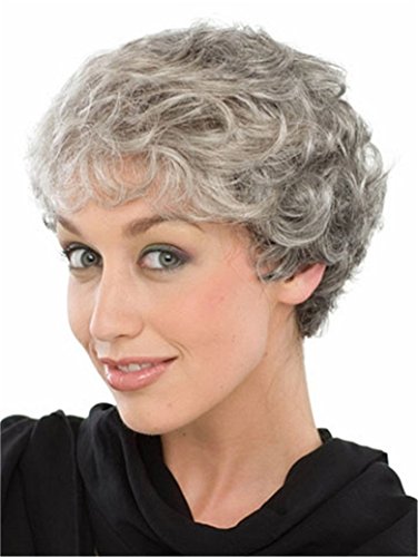 Finders Wigs For Women Short Curly Wigs Highlights Black White Wigs Heat Resistant Synthetic Wigs For Elderly Women 14Inch