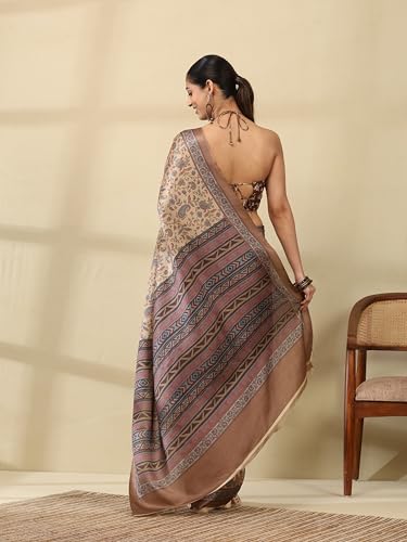 Image of Garden Vareli Pashmina Saree With Unstitched Blouse Piece