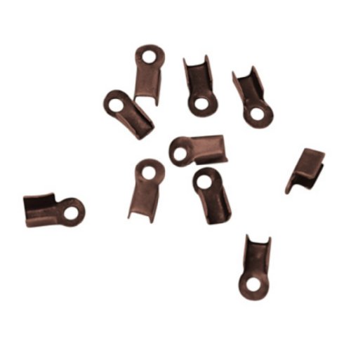 LOT DE 100 EMBOUTS CACHE NOEUDS A ECRASER METAL CUIVRE 3 x 6 mm (3,34 GRS) - CREATION BIJOUX PERLES