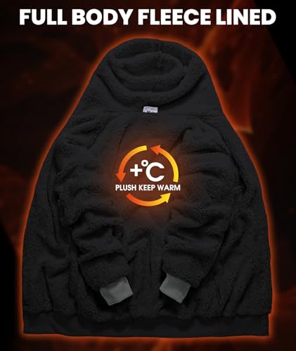 Image of GEEK LIGHTING Mens Fleece Lined Hoodies Zip Up Waffle Knit Thicken Hooded Sweatshirts Winter Jackets