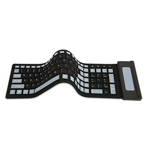 Clavier en Silicone Sans Fil USB 2,4 G, Pliable, Portable, Étanche, Flexible 103 Touches pour Ordinateur Portable et Ordinateur (Le Noir)