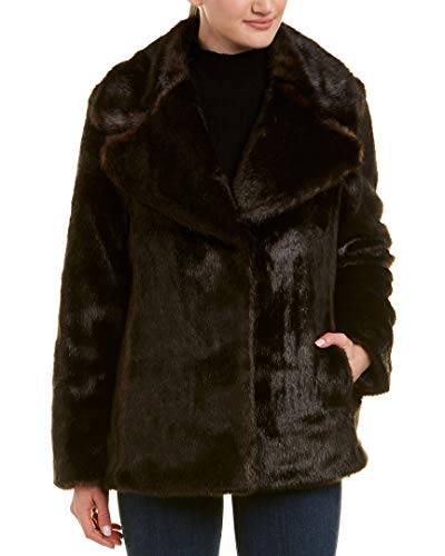 KENDALL + KYLIE Women's Faux Mink Coat, Brown, Small