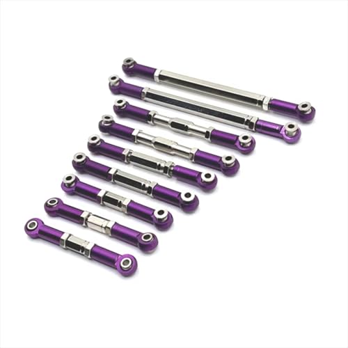 Rc Special Connecting Rod for WLtoys 12429 1/12 9pcs Metal Steering Pull Rod RC Car Tracked Vehicles Trucks Off-Road Parts and Accessories Upgrades Replacement Use(Purple)