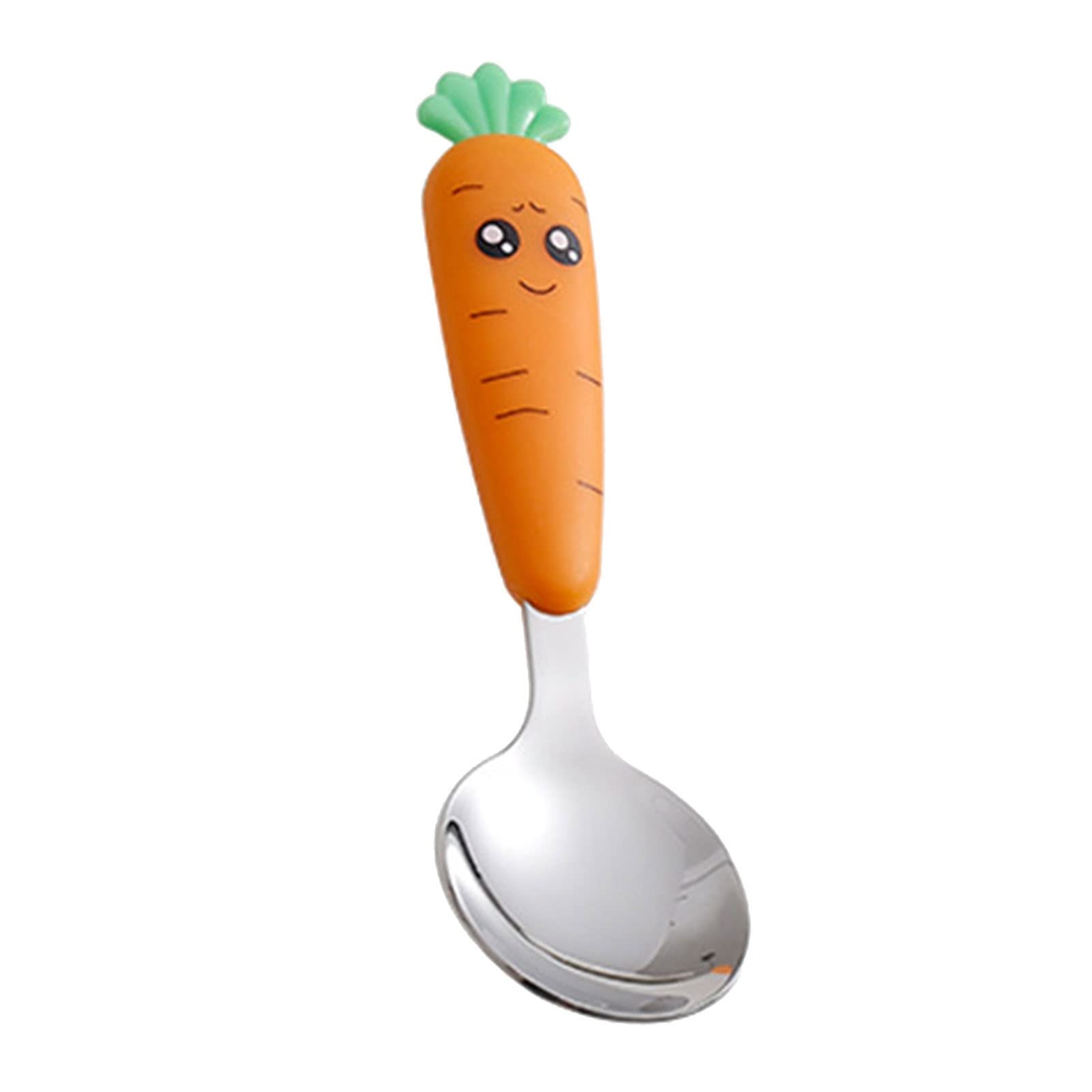 Wilitto Kids Spoons and Forks,Toddler Utensils, Metal Cutlery Set for LunchBox (Carrot Shape Spoon Fork) A