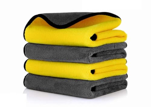 Image of Microfiber Cloth for Car Cleaning and Detailing Double Sided Microfiber Towel Car & Bike Soft Car Wash Cloth, 500 GSM (Size 40cm x 40cm) Pack of 4