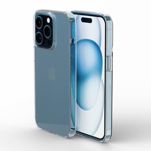 Image of UNBREAKcable Ultra Hybrid Back Case Compatible with iPhone 15 Pro | Hard Clear TPU Transparent Back Cover with Shockproof Bumper, Camera Protection, Anti-Yellowing, Slim Fit, Scratch Resistant Case