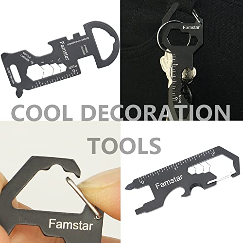 Famstar Keychain Multi-tool 3Pack Metal Pocket Tool Portable No rust Wrench for Screw,ruler and bottle opener,19 in 1 Total Routine maintenance.