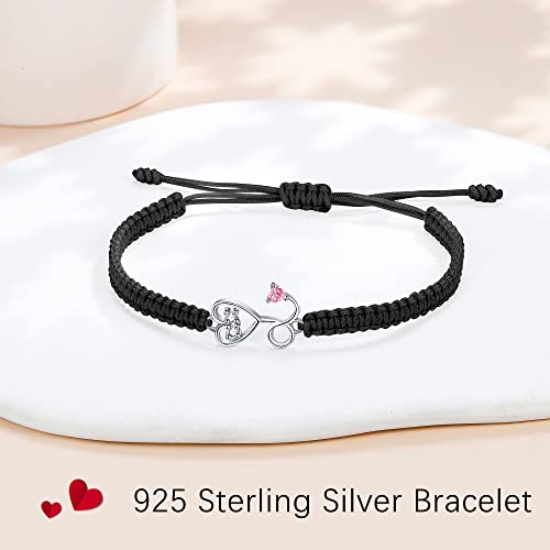 J.Endéar Stethoscope Bracelet Nurse Gifts for Women, Handmade Filigree Rope String 925 Sterling Silver Heart Dainty Jewellery Gift for Doctors Medical Students Graduation, Black3