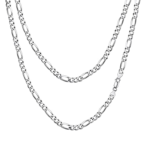 FindChic Chaîne en Argent Enfant Garçon Jeune Homme 35 cm Collier Figaro Femme 925 3 mm Ras de Cou pour Pendentif Gourmette Cubaine Massif Sterling Chaîne Fille 13 Ans Copain Cadeau Noel