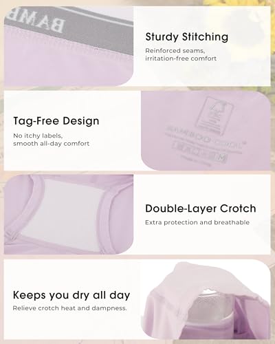 Image of BAMBOO COOL Womens Boy Shorts Underwear Full Coverage High Waist Boxer Briefs Panties for Women 5 Pack