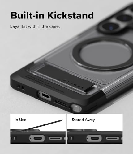 Image of Ringke UX Magnetic for Samsung Galaxy S26 Ultra Case Back Cover [Compatible with MagSafe] [Built-in Metal Stand] Dual Layer Protective with Heavy-Duty Bumper Frame - Smoke Black
