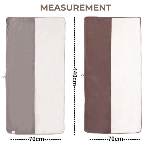Image of Story@Home 500 GSM Microfiber Towels for Bath Large Size | Towel Set of 2 |Super Soft Color Blocked Bath Towels | 70 x 140 cm | Grey & Dusty Rose | Skin & Hair Friendly Bath Towels for Men, Women