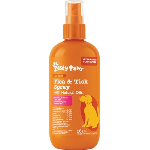 Zesty Paws Flea and Tick Spray for Dogs - Kill Fleas, Ticks & Their Eggs - Veterinarian Formulated -...