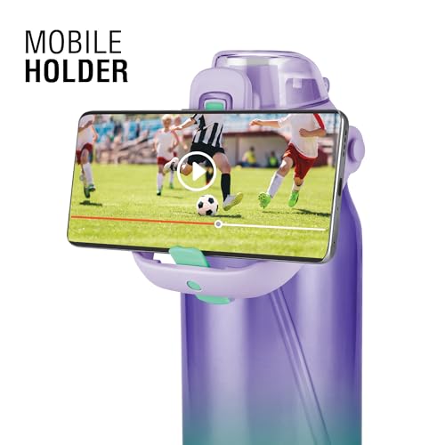 Image of MILTON Juwel 1000 Premium Crystal Clear Unbreakable Material Sipper Water Bottle | BPA Free | One-Touch Open|Leak-Proof | Sturdy Handle Cum Mobile Holder | Ideal for Office, School, Gym, 975ml, Purple