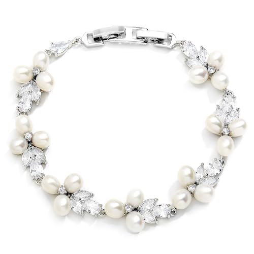 Mariell Freshwater Pearl Bridal Bracelet, 7 1/8