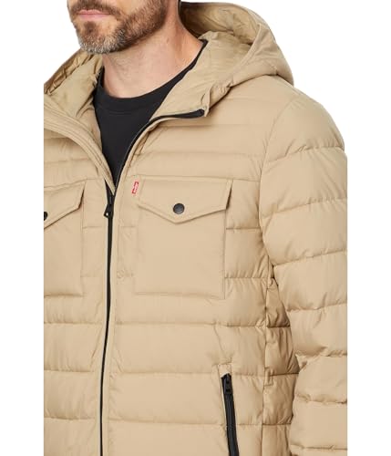 Image of Water Resistant Performance Stretch Hooded Puffer Jacket