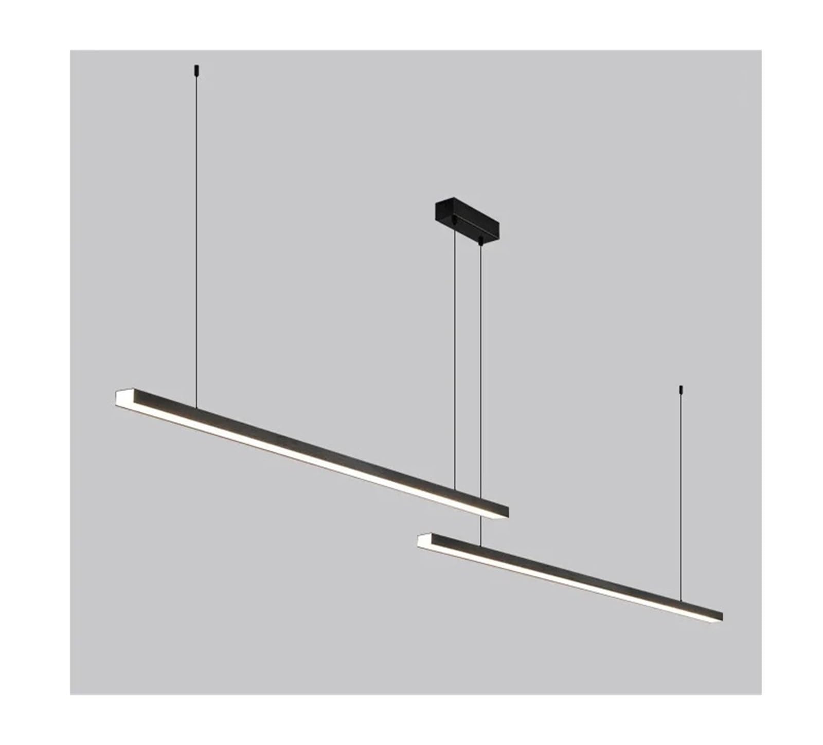 ASerZenith Chandelier, Scandinavian Simple Dining Room Pendant Lights Long Brushed Table Island Bar,2Heads L260Cm