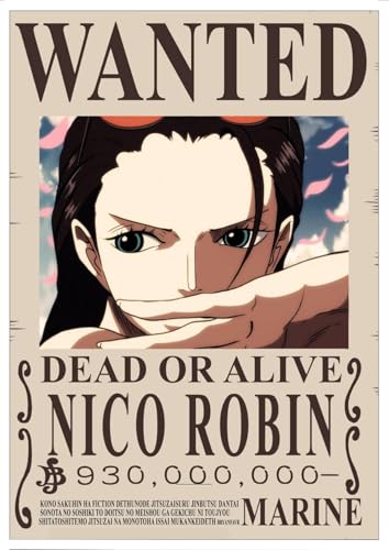 Image of Mangamuse One Piece Wanted Posters | One Piece Bounty Posters for wall | Anime Wall Art Decor Poster | 350 GSM Paper A4 29.7 x 21cm (Robin)
