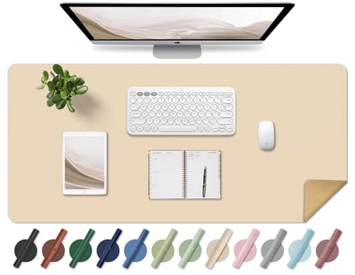 Leather Desk Pad, Office Desk Mat, Non-Slip Large Mouse Pad, Waterproof Desk Protector Mat, Computer and Laptop Mat for Desk, Desk Desktop Mat for Writing, Desk Blotter Pads Decor (Apricot, 80x40CM)