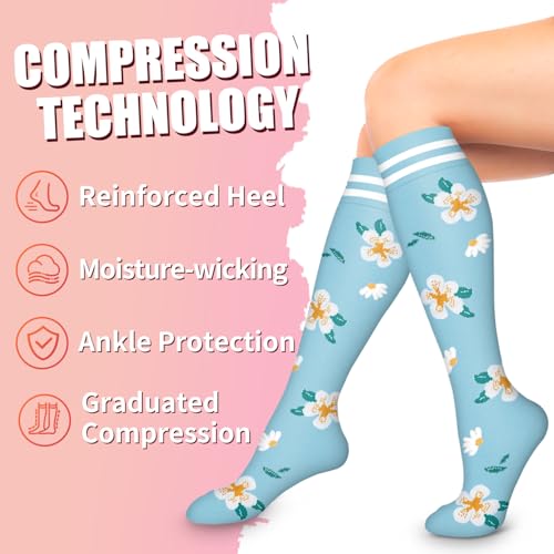 Image of Compression Socks for Women & Men Circulation (6 Pairs) 15-20 mmHg is Best Support for Athletic Running,Nurse