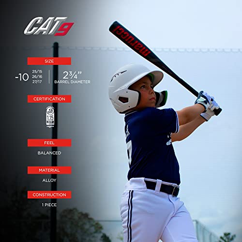 Marucci Boys -10 Baseball Bat, Gray/Black/Red, 26 16Oz Us #TOP1