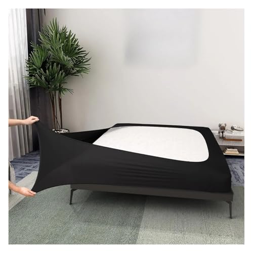 FOVAOK Funda de somier de tamaño Queen elástica alrededor de los 4 lados del somier, alternativa para falda de cama individual/matrimonial/queen/king (negro, King)