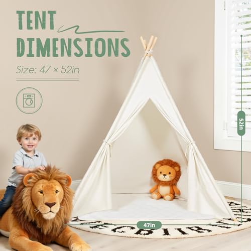 Sumbababy Teepee Tent for Kids Indoor - Toddler Play Tent Washable Tipi Sleepover Tents with Lights for Girls & Boys - F - Additional View