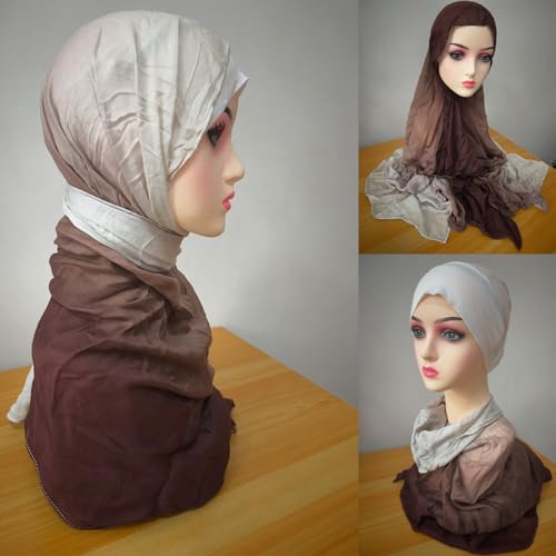 Premium Viscose Hijab Head Scarf with Model Undercap for Muslim Women Lightweight Ombre Gradient Color Hair Wraps Hijabs4