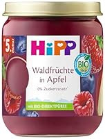 HiPP Bio Waldfrüchte in Apfel (6 x 160g), ab 5. Monat, mit Direktpüree für einen besonders fruchtigsten Fruchtgeschmack, ohne Zuckerzusatz, in bester Bio-Qualität