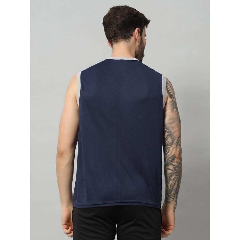 Image of ATICX Men's Polyester Sports Sleeveless T Shirt - Gym Vest, Workout Sando, Training Tank Top, Cut Sleeves Quick Dry Tee for Running, Swimming, Badminton, Fitness & Sports