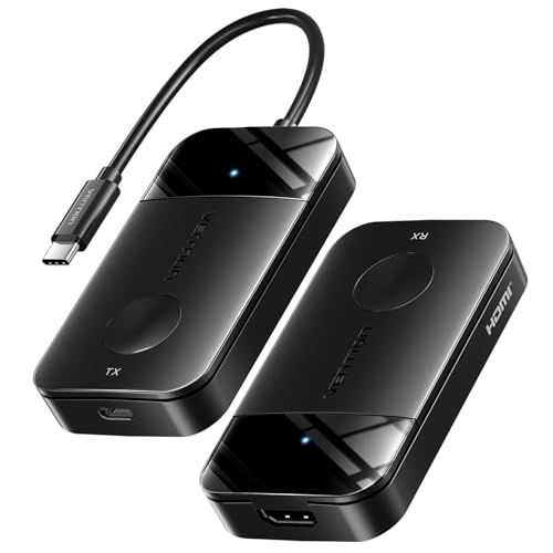 VENTION 4K@30Hz Wireless HDMI Transmitter and Receiver, 5G Wireless USB-C to HDMI Extender 165FT/50M, 60W Fast Charging, for Streaming Video from Laptop/Phone/Tablet to Monitor/Projector/TV