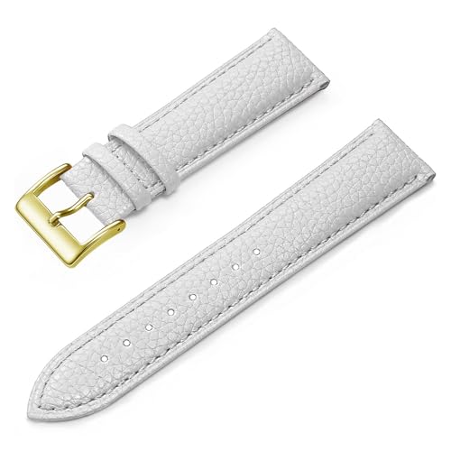 [KRFGKHAUR] Genuine Leather Watch Band 12 14 16 18 19 20 21 22 24 Mm Strap For Man Women Wrist Watchband(White 3,12mm)
