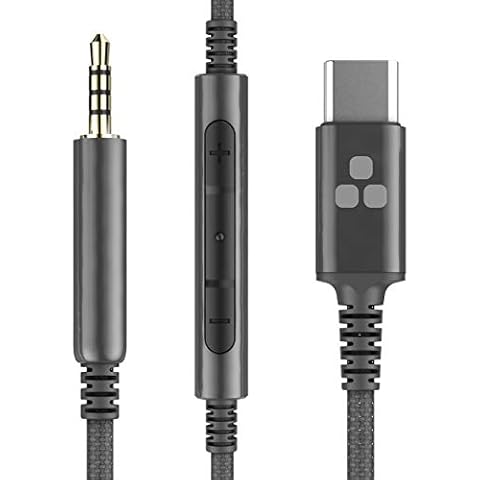 Thore Audio Cable for Bose QC25 / QC35 / Noise Canceling 700 Headphones with Type USB C Connector - Replacement 2.5mm Aux Cable w/Mic Remote/Volume Control Cover