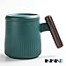 TEANAGOO Taza de té de cerámica con infusor, 340 ml, Dk.Green, QM8, Dad Mom Women Teaware con filtro Tea Cup Steeper Maker,