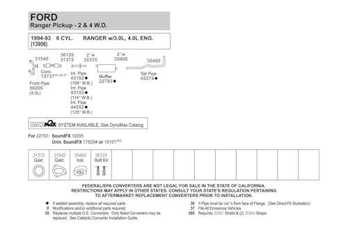 Image of Walker 43183 Exhaust Pipe 2 inch Outlet (OD) for Ford Ranger