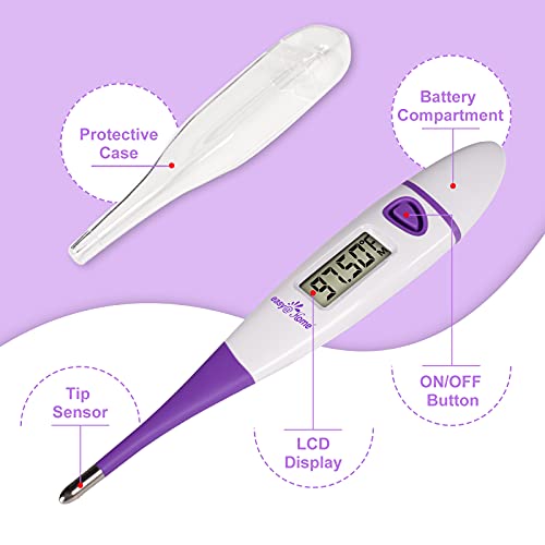 Ovulation Tracker Digital Basal Thermometer: Easy@Home BBT Thermometer for Fertility Prediction - Basal Body Thermometer for Accurate Temperature Monitoring with Premom App Purple DMT-3018