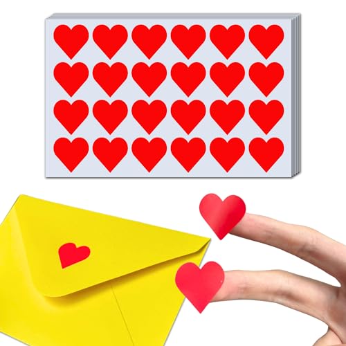 600 Pieces - Red Heart Stickers Sheets 1 inch
