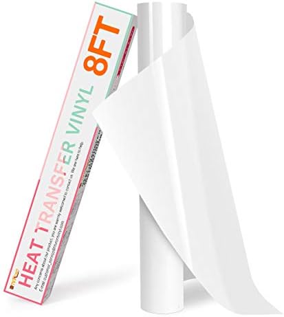 HTVRONT HTV Vinyl Rolls Heat Transfer Vinyl - 12" x 8ft White HTV Vinyl for Shirts, Iron on Vinyl for Cricut & Cameo - Easy to Cut & Weed for Heat Vinyl Design (White)