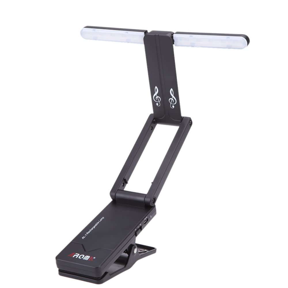 HUIOP AL-1 Lampada da leggio Ricaricabile con Clip per Pianoforte Luce da palco a LED Carica USB Portatile compatta Universale,Stand Lampada