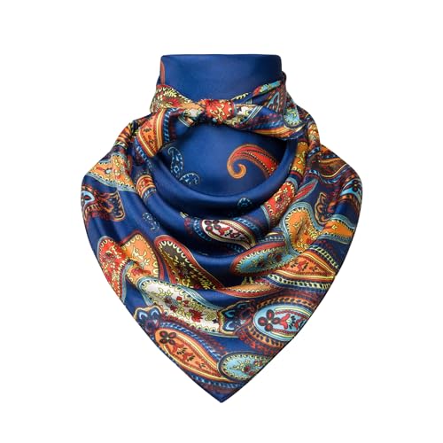 Image of 35 inch Men's Silk Cowboy Scarf - Oversized Western Bandana Neckwear, Large Square Scarf with Gift Packaging