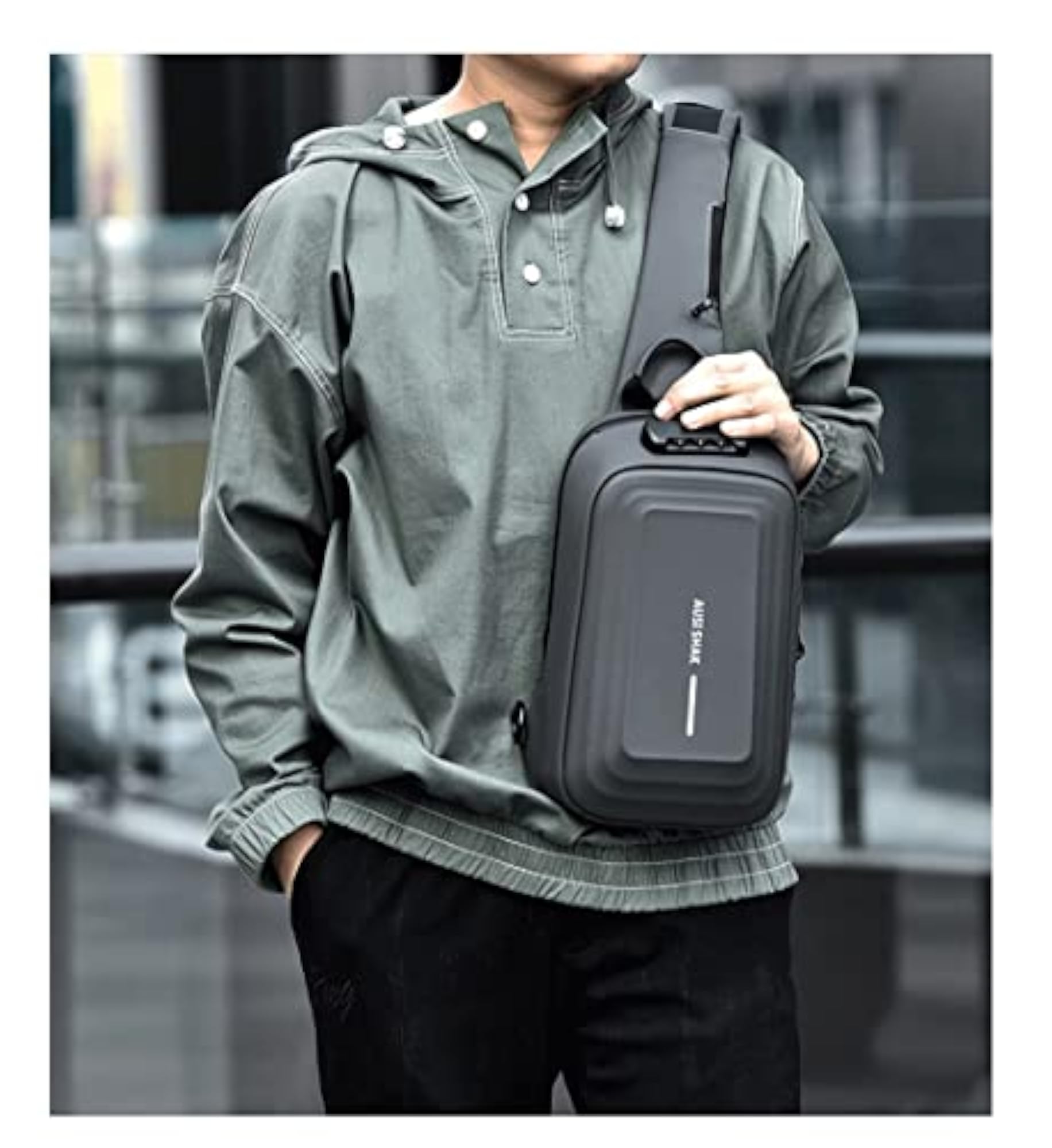 Leather Crossbody Shoulder Bag with USB Charging Port