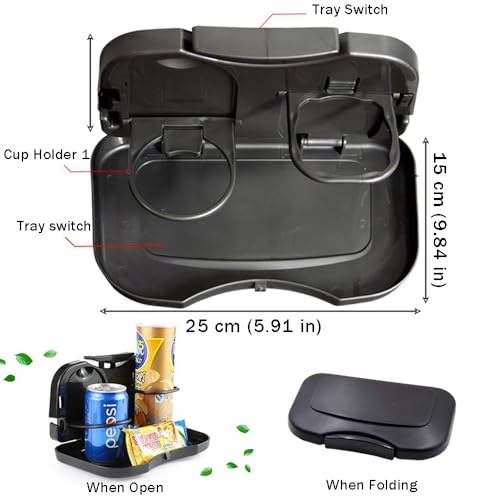 Bandeja organizadora plegable con portavasos para carro miniatura 3