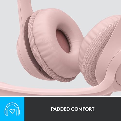 Headset com fio USB Logitech H390 com Almofadas Confortáveis, Controles de Áudio Integrado e Microfo