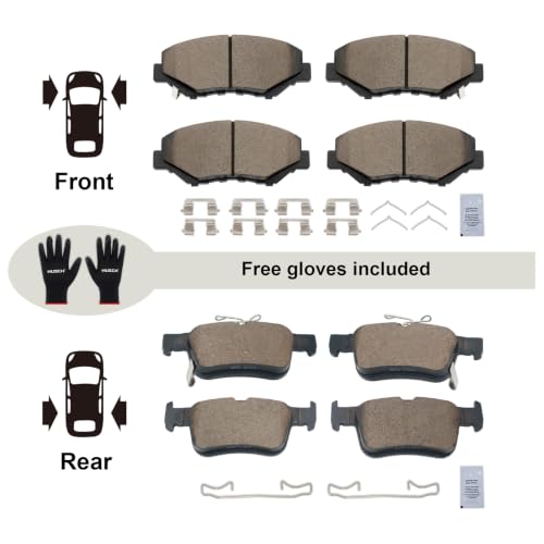Image of HUSCH Front & Rear Ceramic Brake Pads Fit For Honda Civic 2016-2021 | Clean Wheels, Quiet, Short Braking Distance, Responsive Braking, Long Service Life, for Various Weather, Road Performance