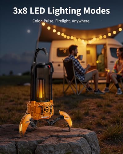 Image of GravaStar for Dad Supernova Portable Bluetooth Speaker, LED Table Lamp Speaker, 9H Playtime, TWS Pairing, Wireless Speakers fo Party /Outdoor /Camping /Gifts - War Damaged Yellow