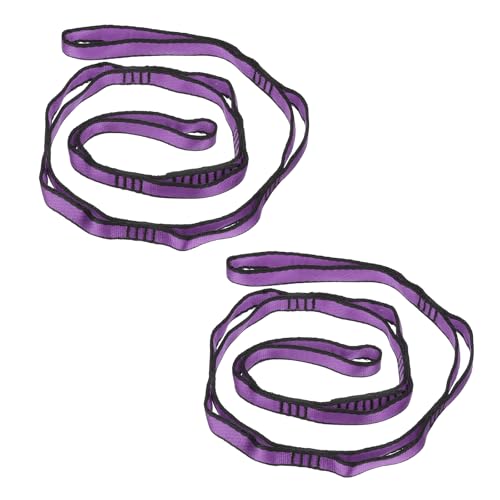 PATIKIL Correas Daisy Chain, Paquete de 2 Correas de Escalada Resistentes Ajustables de Nylon con 8 Lazos para Columpio de Hamaca de Yoga Aéreo, Morado