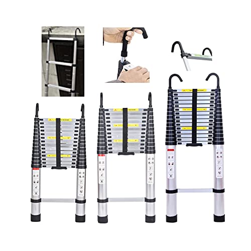 Échelle télescopique en aluminium de 6,2 m avec crochet amovible - Antidérapante - Multifonction - Extensible - Portable - Pour loft/toit d'escalade/travaux d'intérieur et d'extérieur