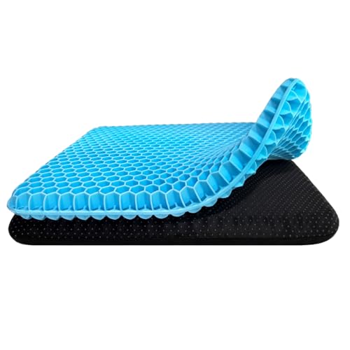 VAIYNWOM Gel Sitzkissen, Atmungsaktives Waben Sitzkissen Orthopädisch Gelkissen Für Zuhause Büro Auto, Mit Rutschfestem Stoffbezug, 42 * 37 *...