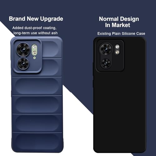 Image of A rtistque Liquid Silicone Stripes Back Cover Case for Motorola Moto Edge 40 5G | with Camera Protection | with Inner Fabric | Anti Slip Grip | AirBag Case - Blue